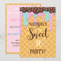 Sweet Sixteen 16 Drippy Waffle Cone