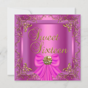 Sweet Sixteen 16 Pink Gold Jewel Birthday Party Invitation
