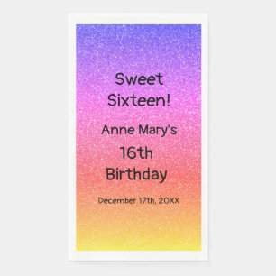 Sweet Sixteen 16th Birthday Glittery Pink Custom Napkin