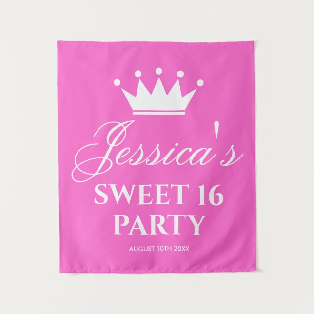 Sweet sixteen 16th Birthday party photo backdrop Tapestry (Front)