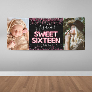 Sweet Sixteen 16th Birthday Party Photo Banner