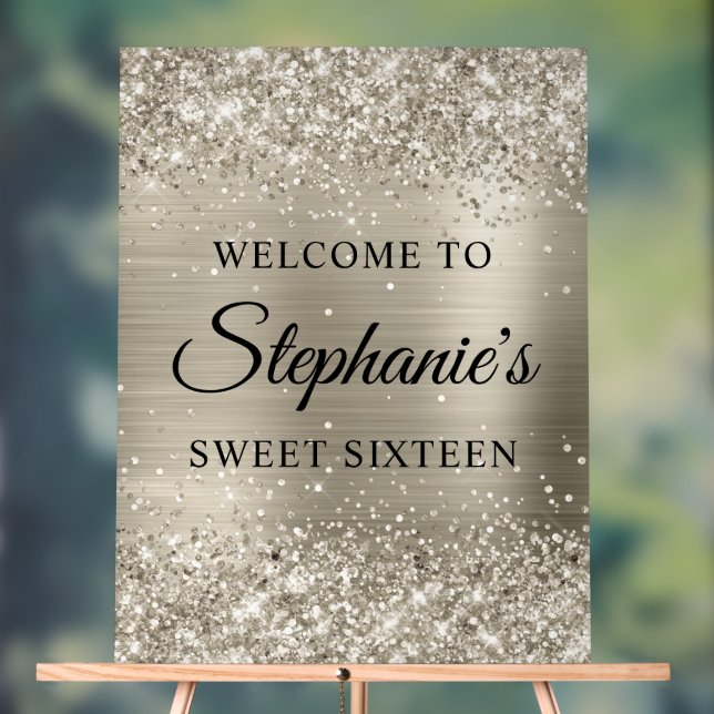 Sweet sixteen à huile en platine Glittery Bienvenu (Neutre)