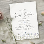 Sweet Sixteen Airy Blue Wildflowers 16th Birthday Invitation<br><div class="desc">Pretty and elegant sweet 16 invitations featuring watercolor illustrations of wildflowers. Blue floral on an airy white background. The reverse side is ice blue,  with a coordinating pattern.</div>