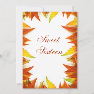 Sweet Sixteen Autumn/Fall Leaves Double Sided Invitation