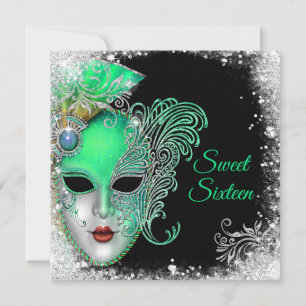 Sweet Sixteen, Bal Masqué, Invitation Pailletée