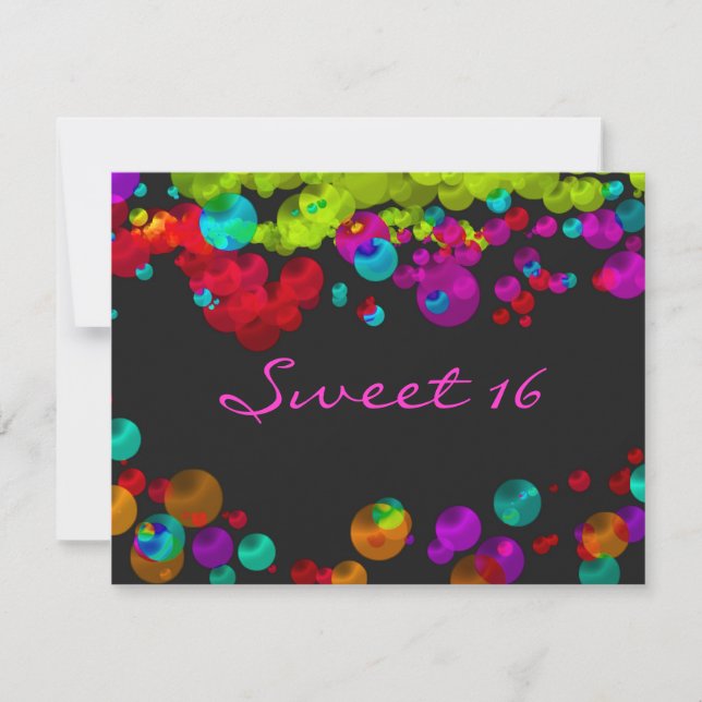 Sweet Sixteen Bat Mitzvah Neon Invitation (Front)