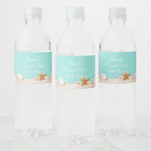 Sweet Sixteen Beach Sand Tropical Island Water Bottle Label