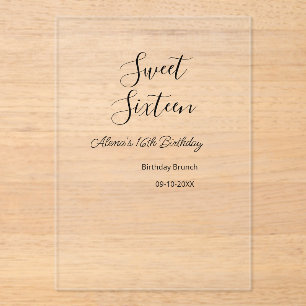 Sweet sixteen birthday brunch 16th birthday name d acrylic invitations