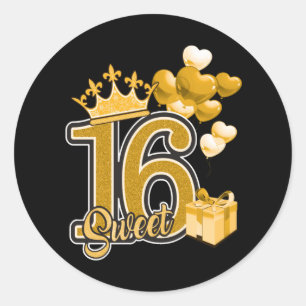 Sweet Sixteen Birthday Gold Classic Round Sticker