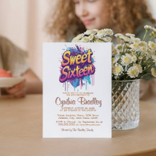 Sweet Sixteen Birthday Party I Graffiti style  Invitation