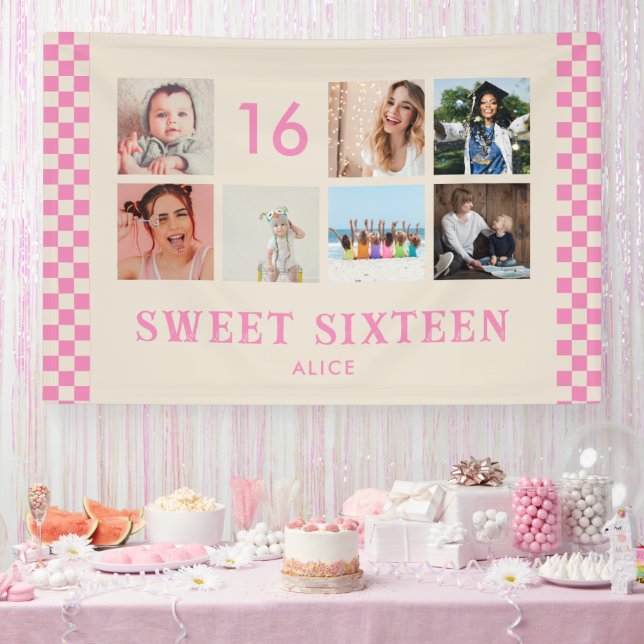 Sweet Sixteen Birthday Party Photo Collage Banner (Party)