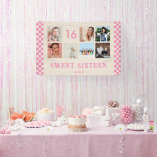 Sweet Sixteen Birthday Party Photo Collage Banner