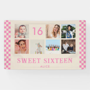 Sweet Sixteen Birthday Party Photo Collage Banner