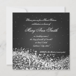 Sweet Sixteen Birthday Party Sparkling Wave Black Invitation