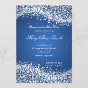Sweet Sixteen Birthday Party Sparkling Wave Blue Invitation