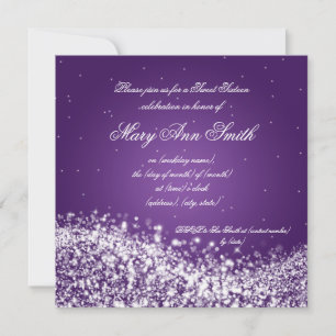 Sweet Sixteen Birthday Party Sparkling Wave Purple Invitation