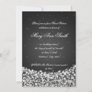 Sweet Sixteen Birthday Party Star Sparkle Black Invitation