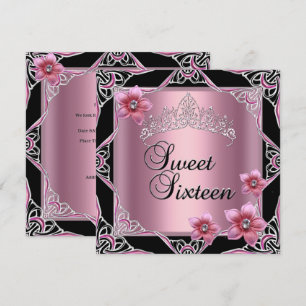 Sweet Sixteen Birthday Party Sweet 16 Pink Tiara Invitation