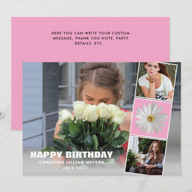 Sweet Sixteen Birthday Photo Collage Card (Front/Back)