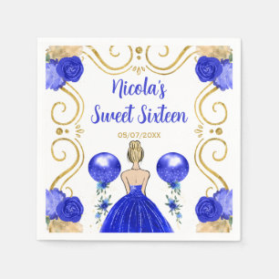 Sweet Sixteen Blonde Princess in Blue Napkin