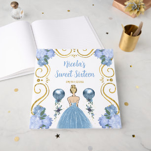 Sweet Sixteen Blonde Princess in Dusty Blue Guest Book