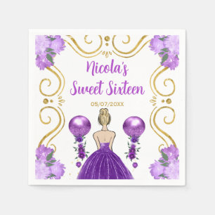 Sweet Sixteen Blonde Princess in Purple Napkin