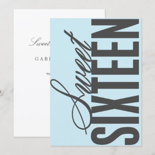 Sweet Sixteen Blue Birthday Party Invite