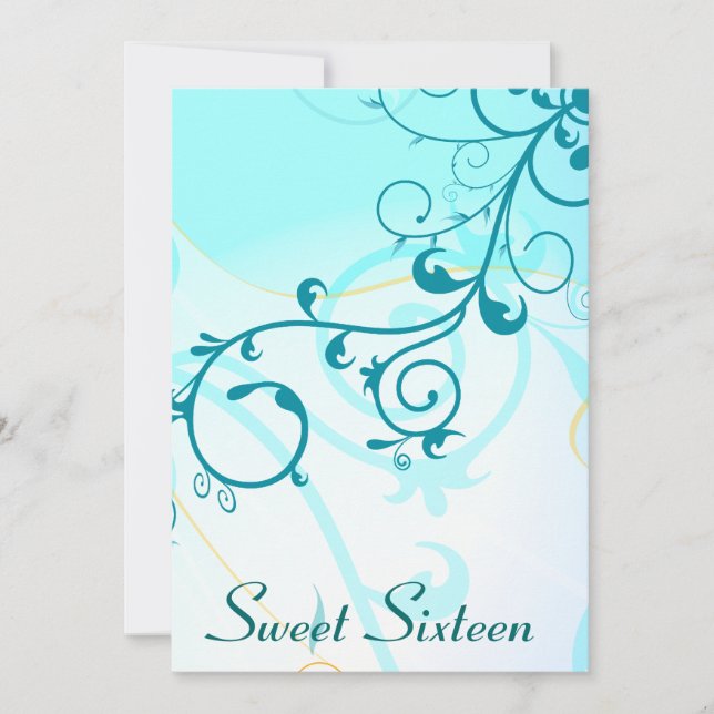 Sweet sixteen Blue Swirls 16ème partie Invitations (Devant)