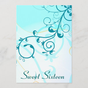 Sweet Sixteen Blue Swirls 16th Party Invitations