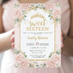 Sweet Sixteen Blush Pink Floral Gold 16th Birthday Invitation<br><div class="desc">Personalize this elegant Sweet 16 Birthday invitation with own wording easily and quickly,  simply press the customize it button to further re-arrange and format the style and placement of the text.  Matching items available in store.  (c) The Happy Cat Studio</div>