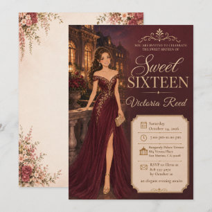 Sweet Sixteen Burgundy Elegance Invitation