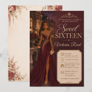 Sweet Sixteen Burgundy Elegance Invitation