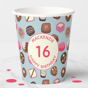 Sweet Sixteen Chocolate Candy Birthday Paper Cups