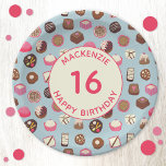 Sweet Sixteen Chocolate Candy Birthday Paper Plate<br><div class="desc">Delicious chocolate and candy confectionery pattern full of sweet treats and temptations! Perfect for a Sweet Sixteen birthday party,  or any age. Customize by changing the name,  age and background colour.</div>