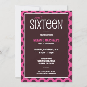 Sweet Sixteen Chocolate & Pink   Party Invitations