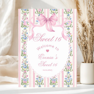 Sweet sixteen Coquette Bow Birthday Welcome Poster