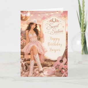 Sweet Sixteen Cowgirl Party Card