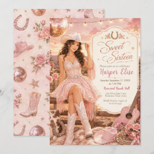 Sweet Sixteen Cowgirl Party Invitation