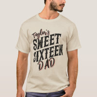 Sweet Sixteen Dad Modern Black and Pink Text