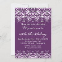 Sweet sixteen Damask tendance Invitation Anniversa