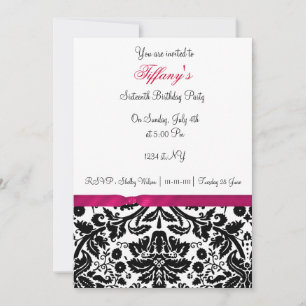 sweet sixteen damassé rose Invitation