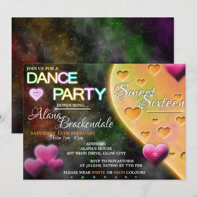 Sweet Sixteen Dance Party Invitations (Front/Back)