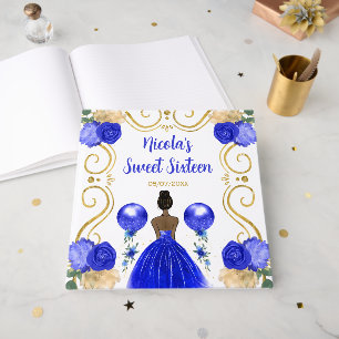 Sweet Sixteen Dark Skin Princess in Blue Guest Book