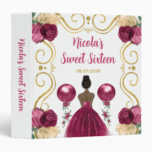 Sweet Sixteen Dark Skin Princess in Burgundy Binder