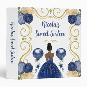 Sweet Sixteen Dark Skin Princess in Navy Binder