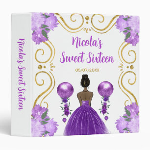 Sweet Sixteen Dark Skin Princess in Purple Binder