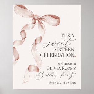 Sweet sixteen de Bow beige Affiche de bienvenue d'