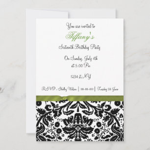 sweet sixteen de chaux damask Invitation