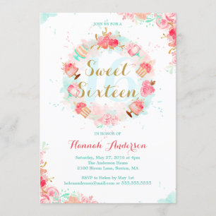 Sweet sixteen de Invitation de  rose or floral