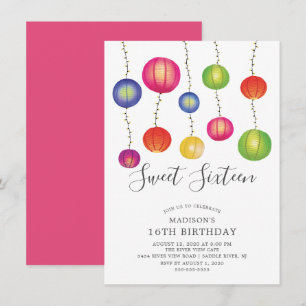 Sweet sixteen de lanterne papier Invitation d'anni